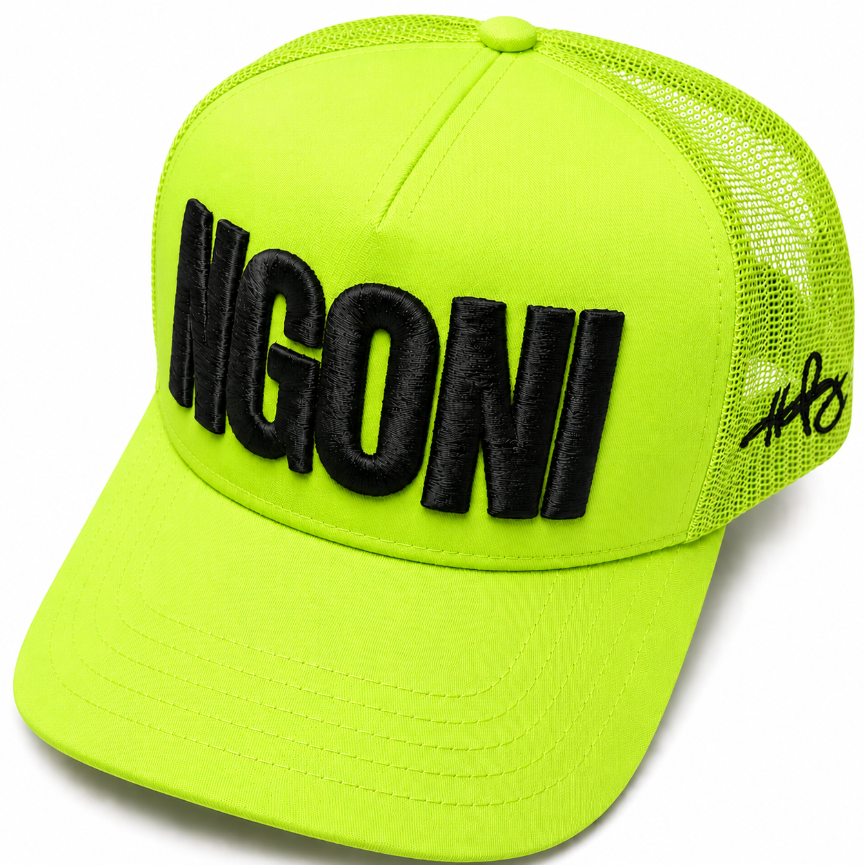 Neon Lime Trucker Hat (Black/Ngoni)
