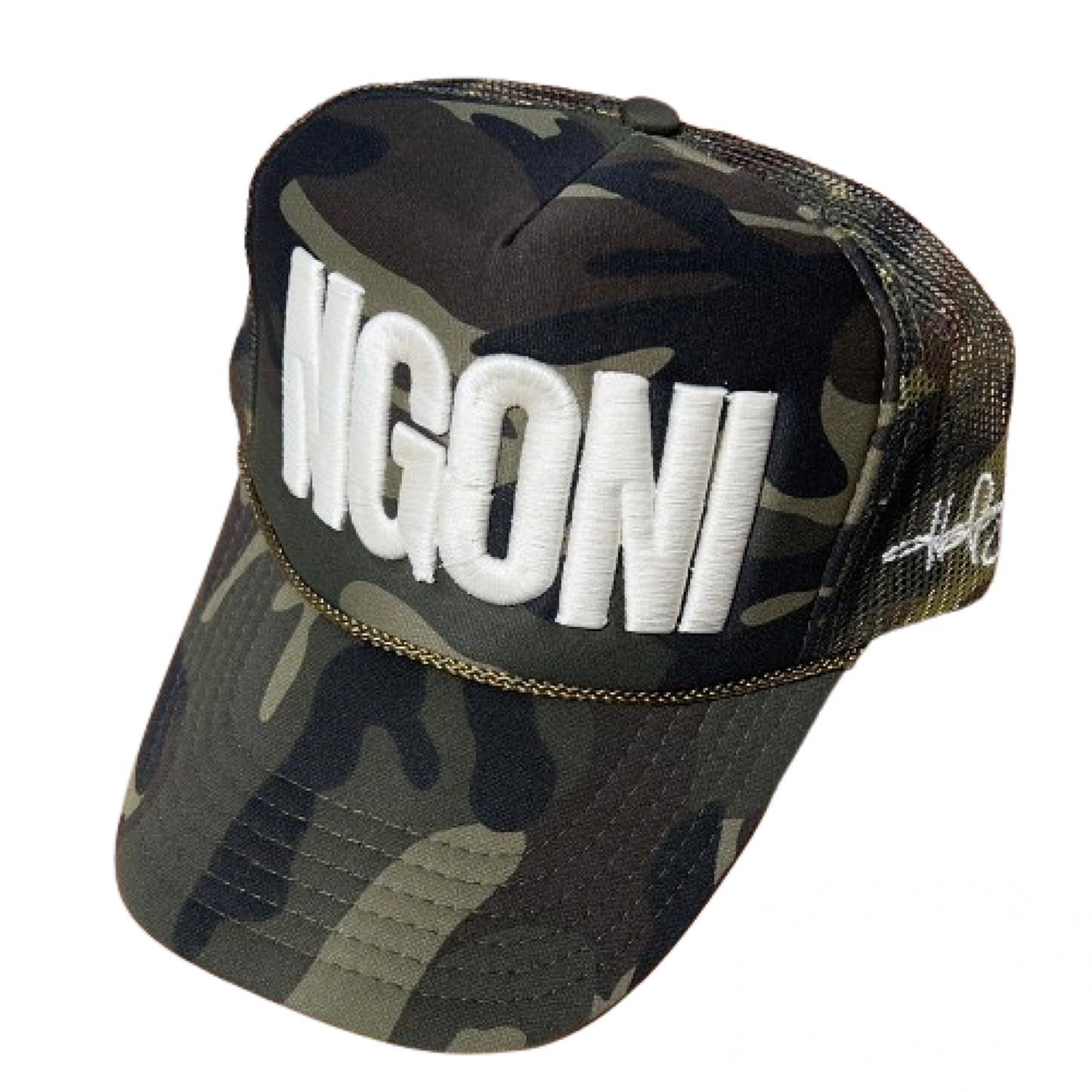 Camo "Month of May" Foam Trucker Hat (Off White/Ngoni)