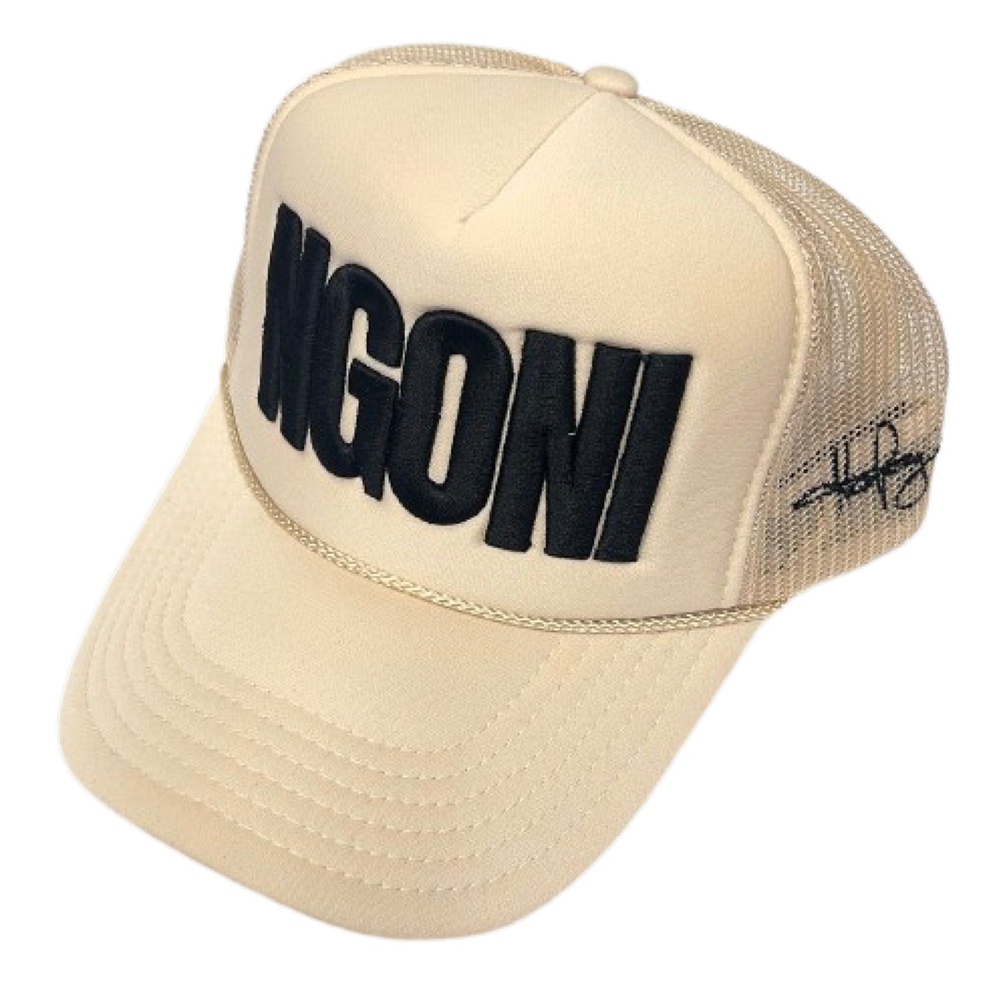 Tan Foam Trucker Hat (Black/Ngoni)
