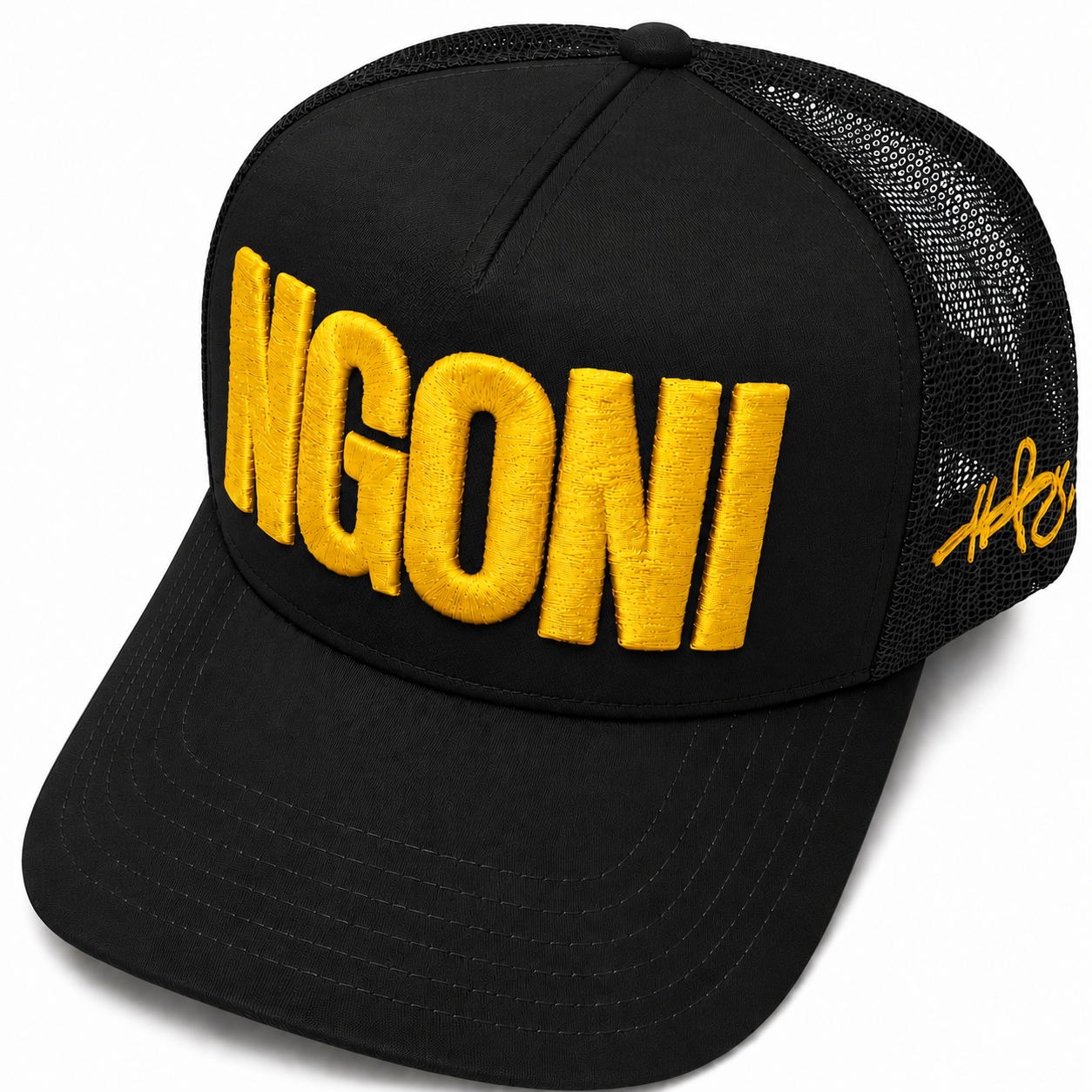 Black Trucker Hat (Mustard/Ngoni)