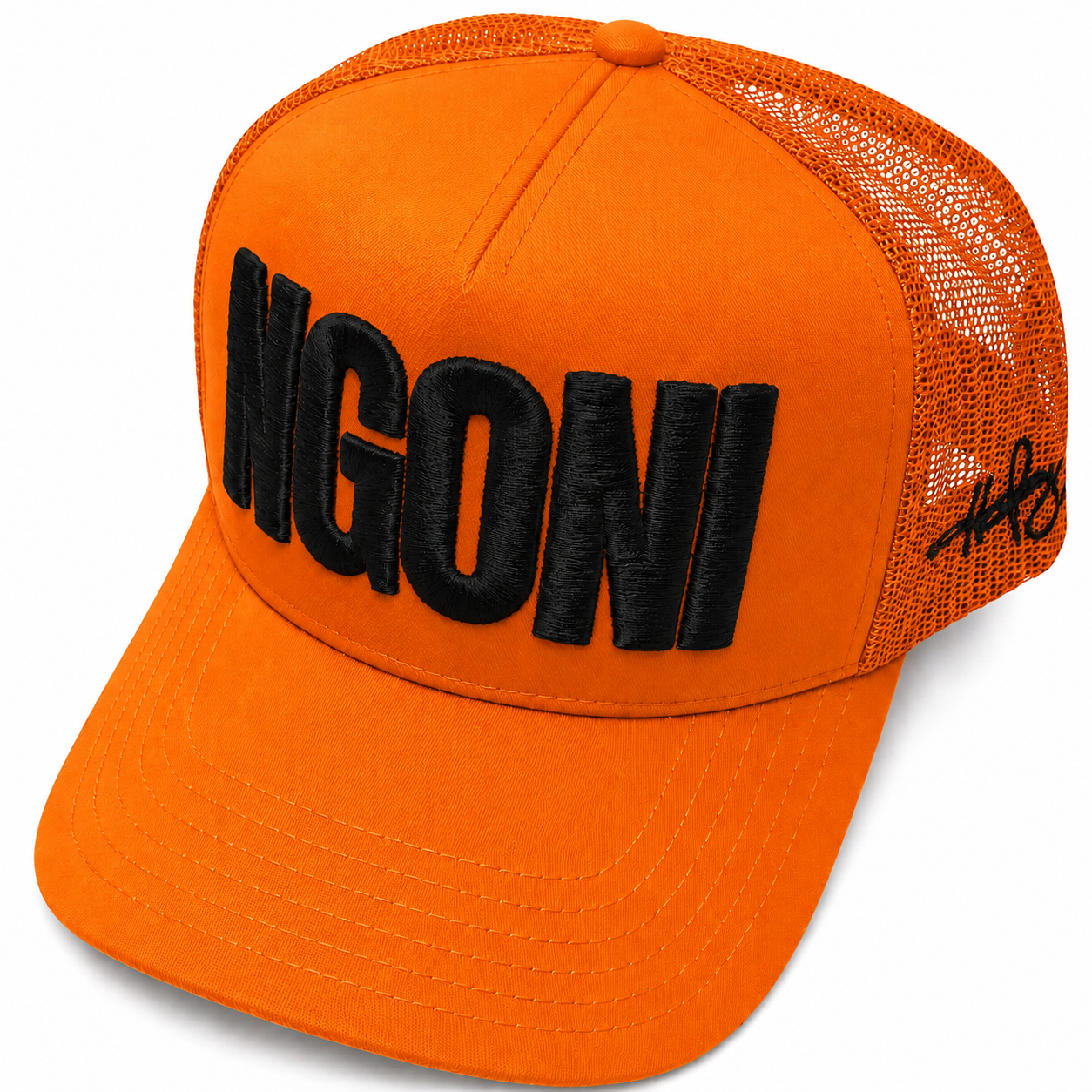 Neon Orange Trucker Hat (Black/Ngoni)