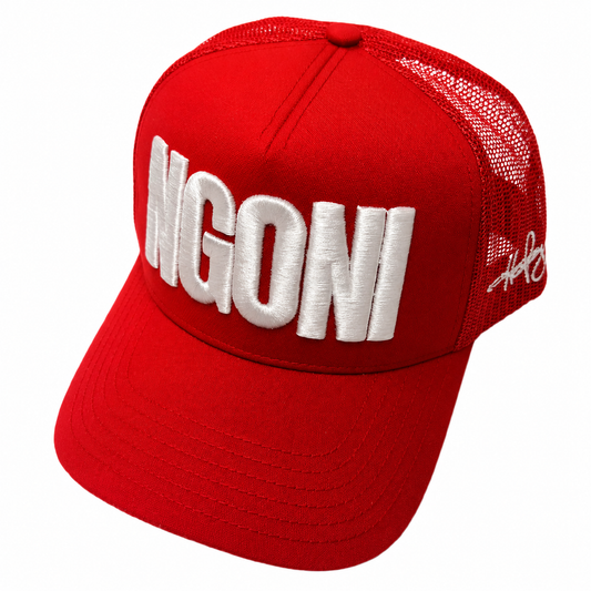 Red Trucker Hat (White/Ngoni)