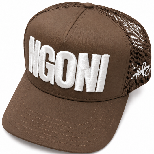 Mocha Brown Trucker Hat (White/Ngoni)