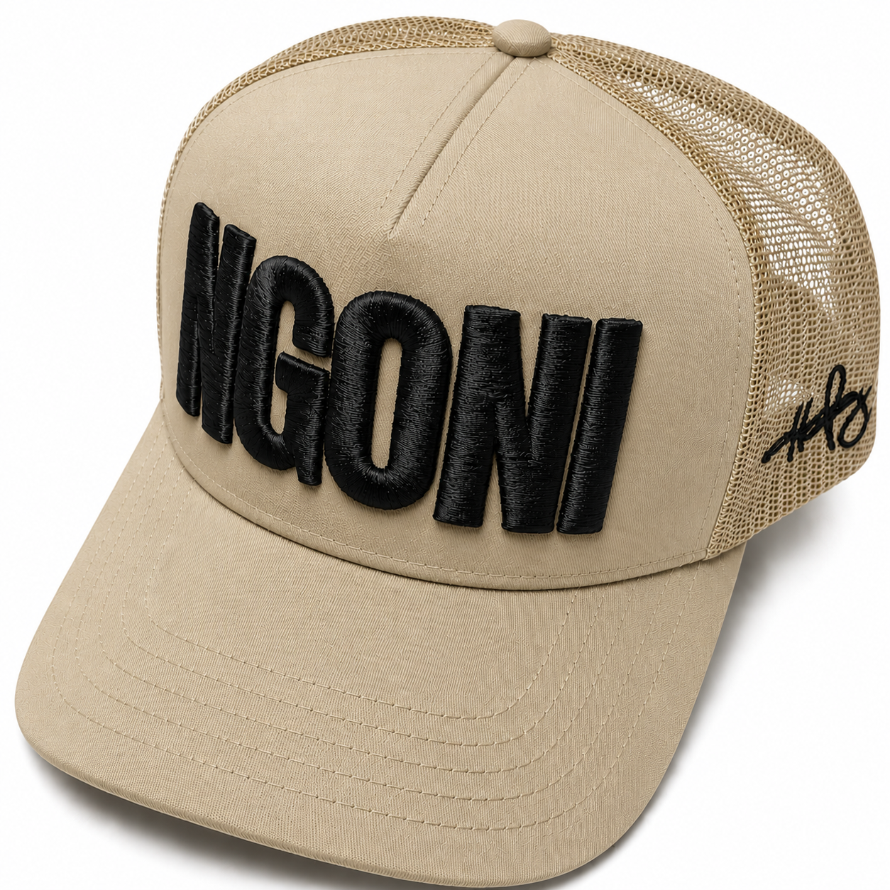 Khaki Trucker Hat (Black/Ngoni)