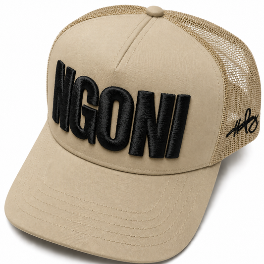Khaki Trucker Hat (Black/Ngoni)