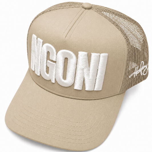 Khaki Trucker Hat (White/Ngoni)