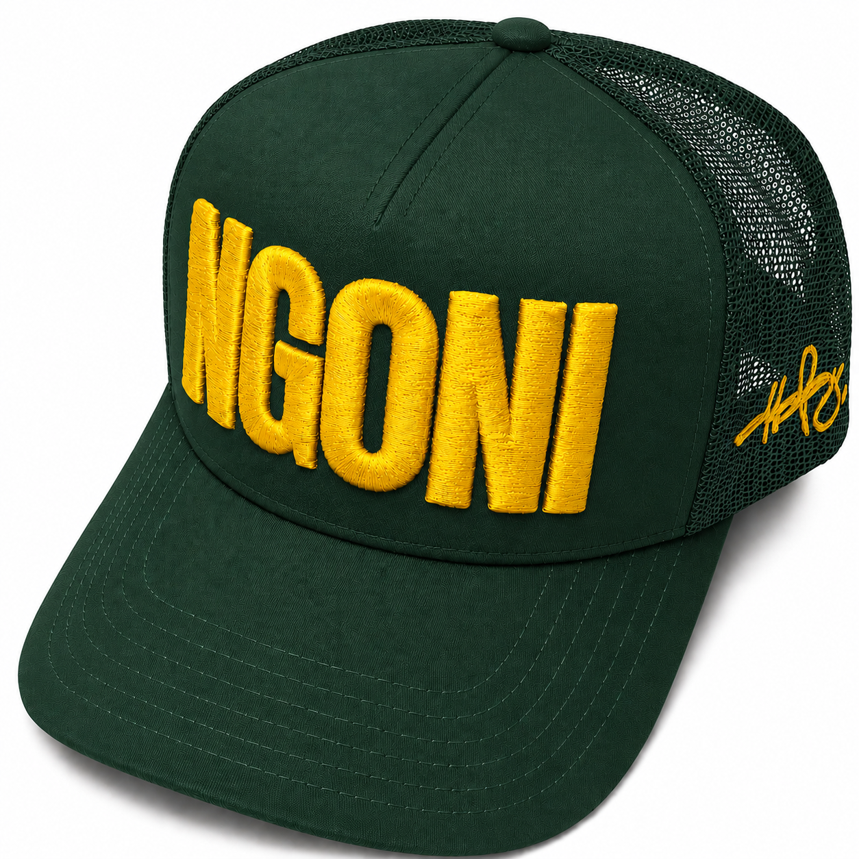 Forest Green Trucker Hat (Mustard/Ngoni)