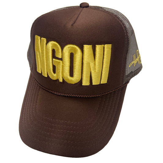 Mocha Brown Bloodline Foam Trucker Hat (Gold/Ngoni)