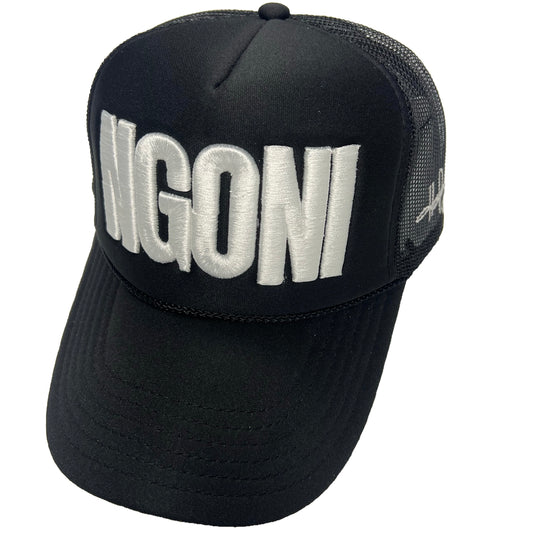 Black Foam Trucker Hat (White/Ngoni)