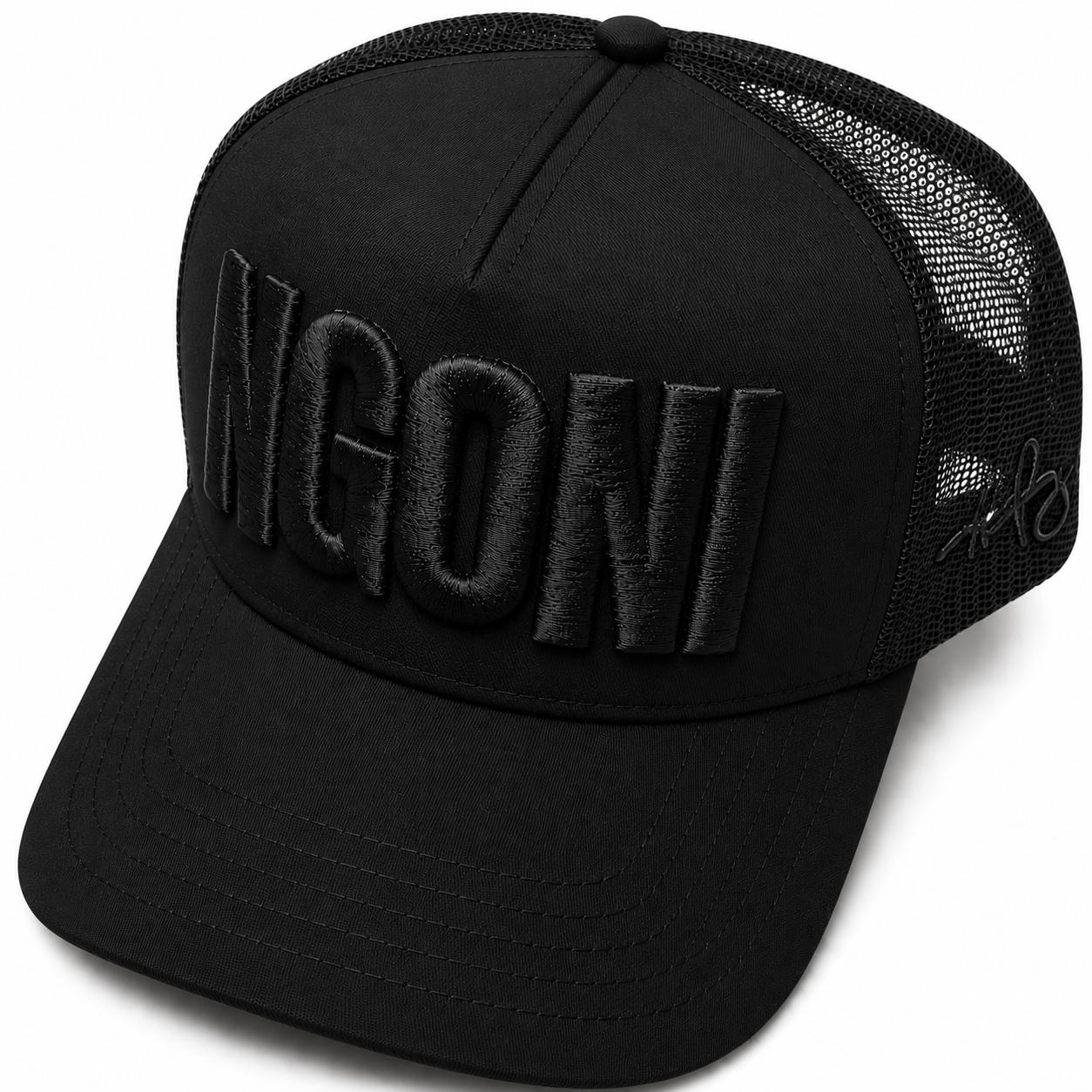 Black Trucker Hat (Black/Ngoni)