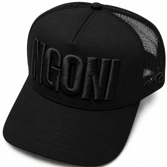 Black Trucker Hat (Black/Ngoni)