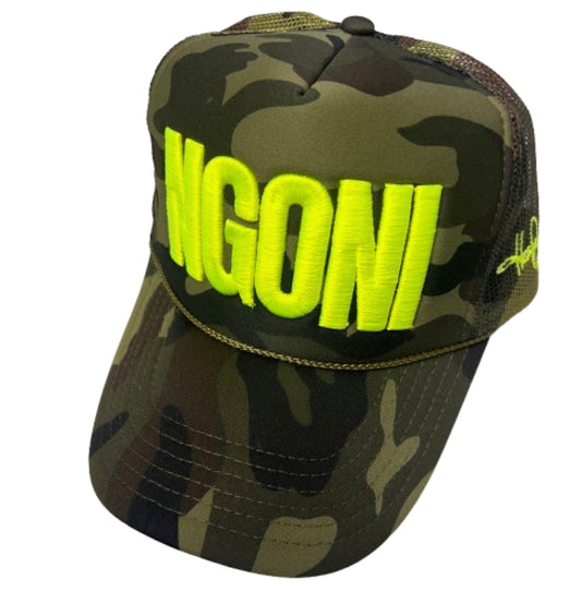 Camo "Month of May" Foam Trucker Hat (Lime/Ngoni)
