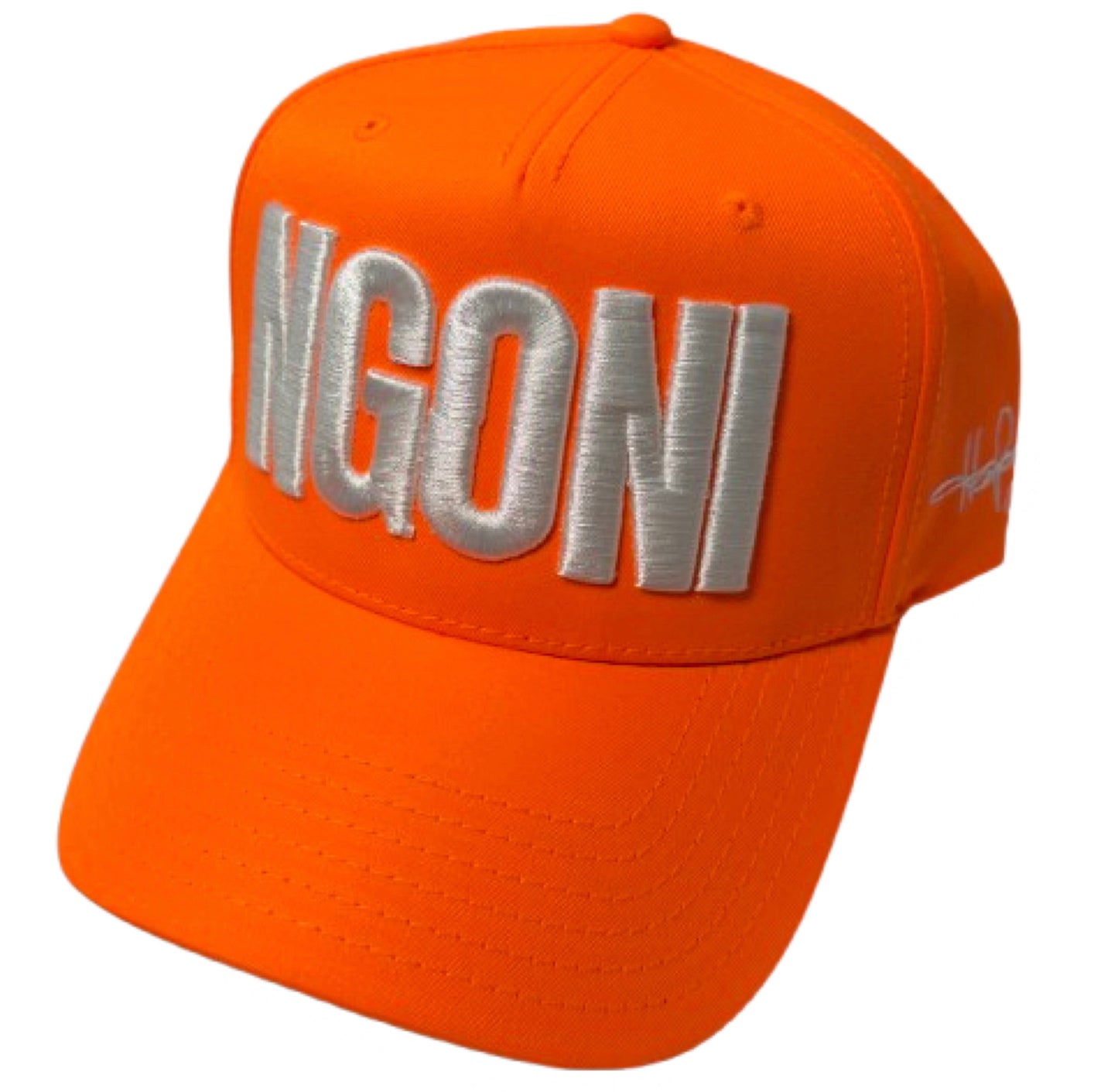 Neon Orange Snap Back Hat (White/Ngoni)