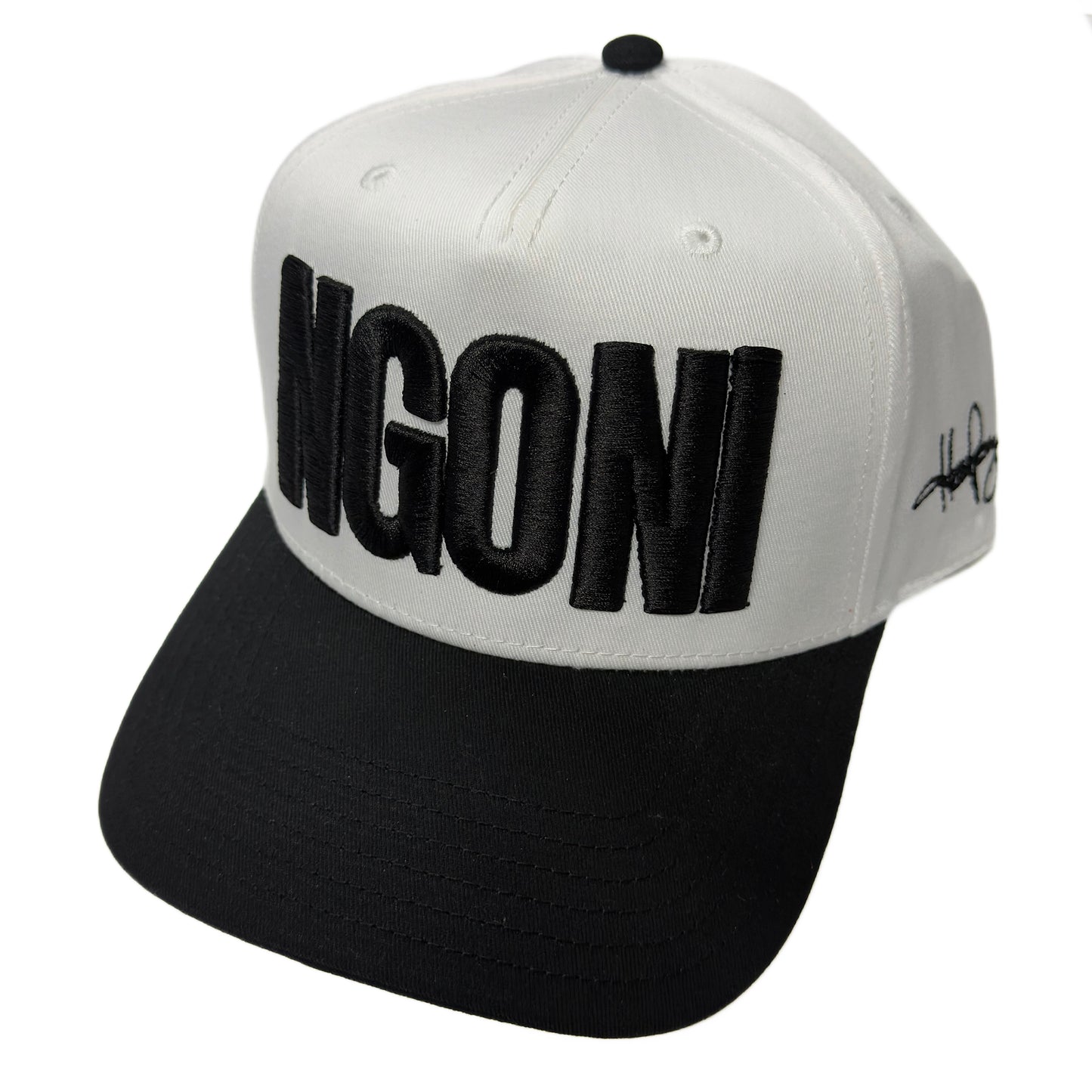 White Snap Back Hat (Black/Ngoni)