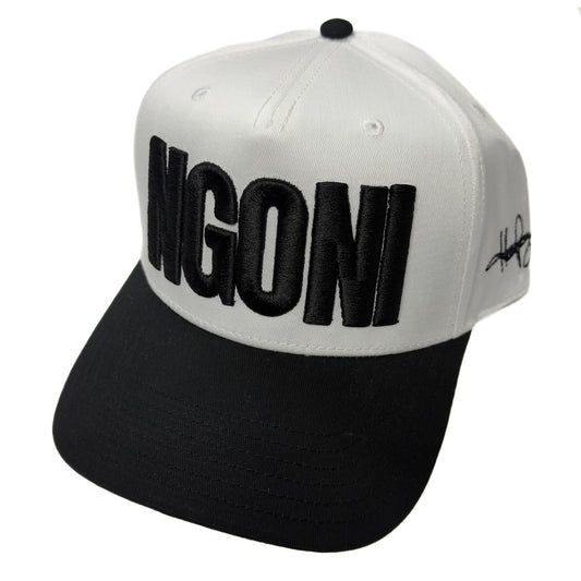 White Snap Back Hat (Black/Ngoni)