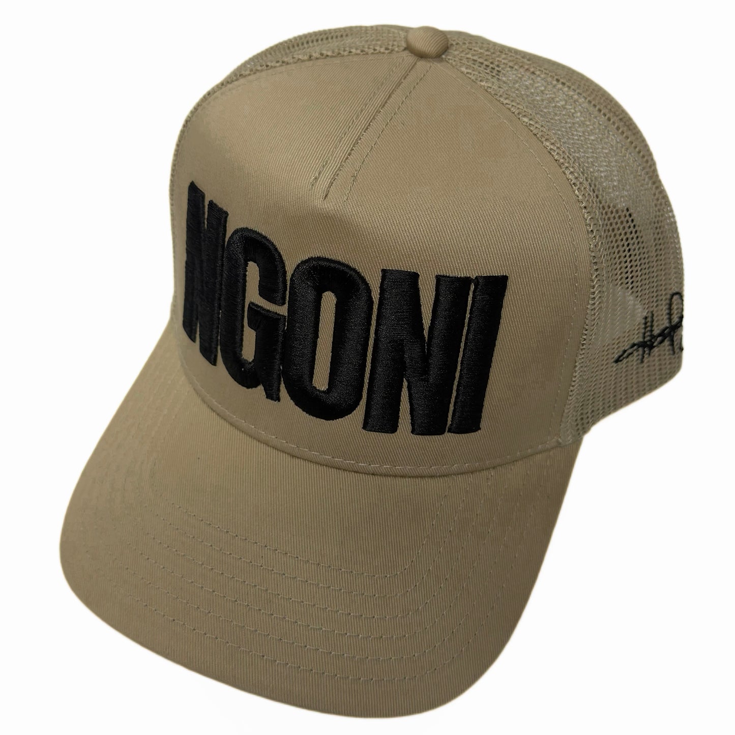 Khaki Trucker Hat (Black/Ngoni)