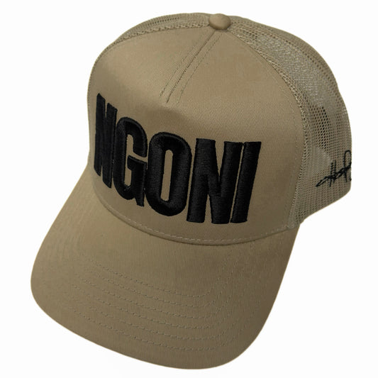 Khaki Trucker Hat (Black/Ngoni)