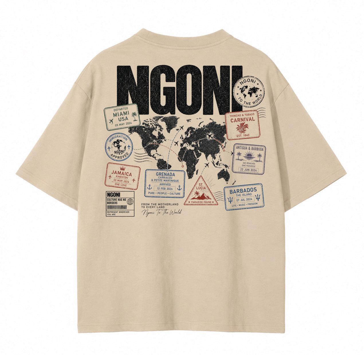 Ngoni Boxy Tee "To The World" Edition (Oatmeal)