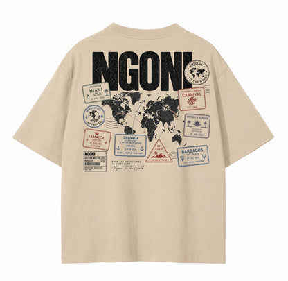 Ngoni Boxy Tee "To The World" Edition (Oatmeal)